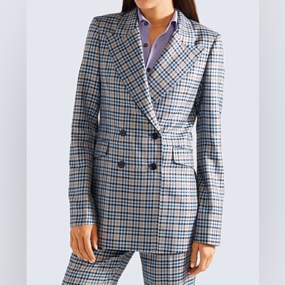 Gabriela Hearst Plaid Double-Breasted Blazer